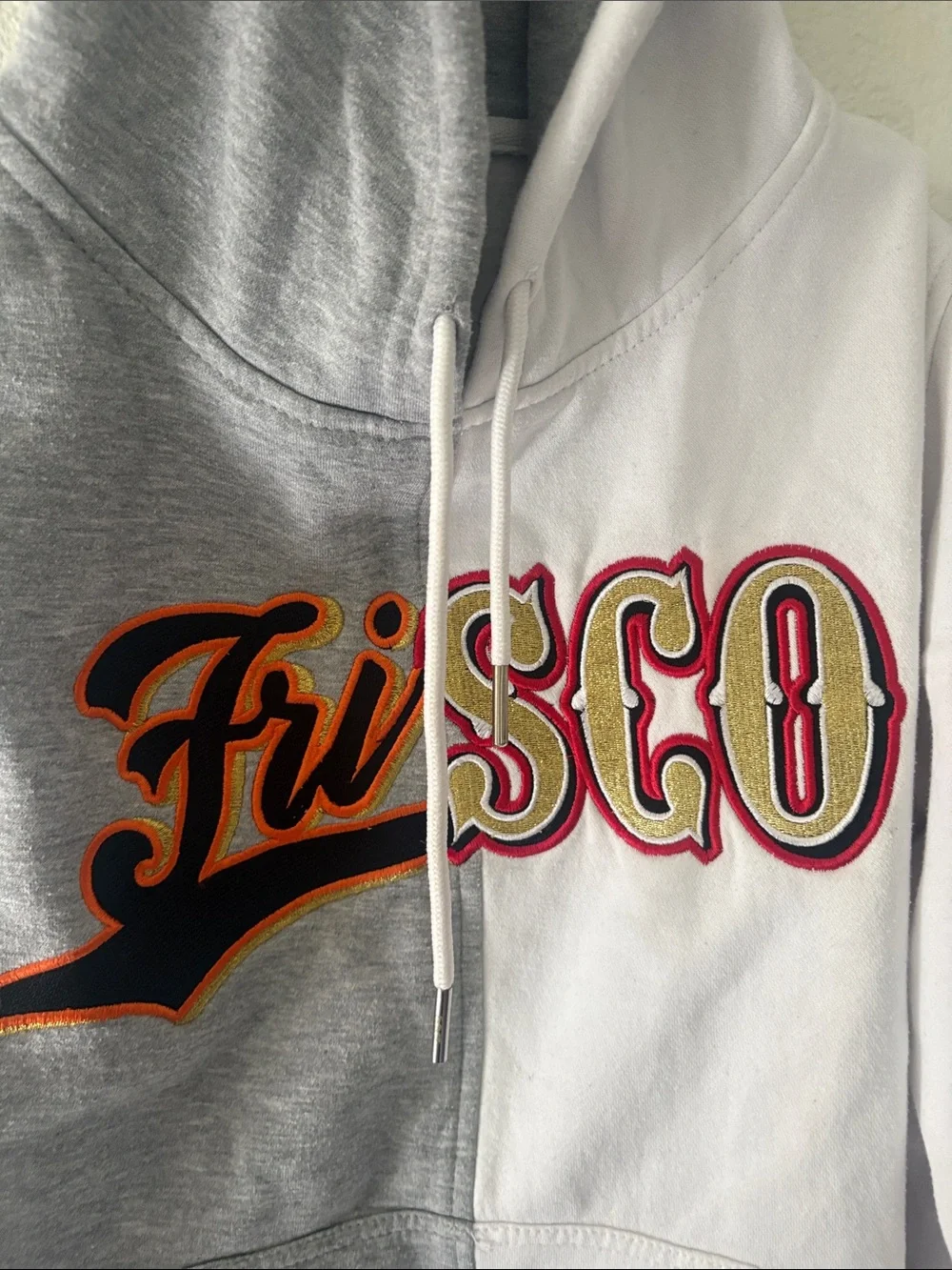 Two-Tone Grey and White Kids Hoodie with 'Frisco' Graphic